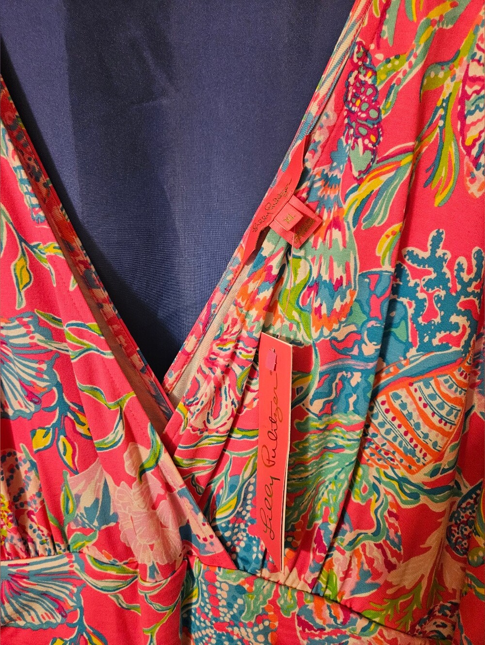 Lilly Pulitzer Pink Multi Floral V-Neck Midi Dress - Picture 3 of 9